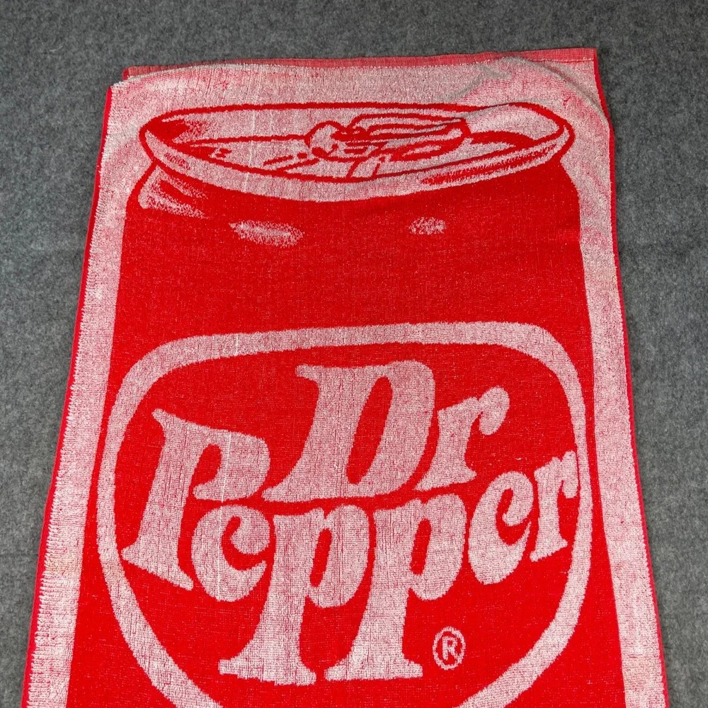 Vintage Dr Pepper Beach Towel Be A Pepper Soda Can Graphic Red White 50x24 USA